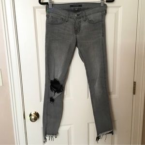 Flying Monkey Gray Distressed Raw Hem Skinny Ankle Jeans - 24
